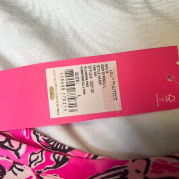 LILLY PULITZER Finn Top Breast Cancer 2021 Print PURRPOSEFULLY PINK Large NWT - Picture 6 of 11